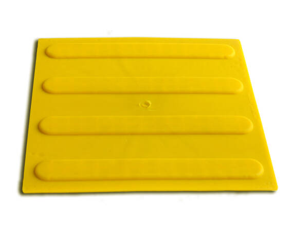 Yellow tactile paving tile "Direction", 30x30 cm, made of TPU by Tereno Eco for visually impaired people.
